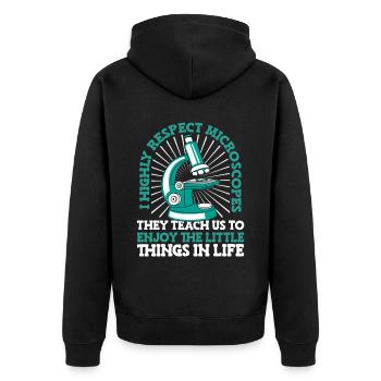 Biologie Biologe Mikroskop - Unisex Premium Bio Zip Hoodie - Schwarz - Hinten - Nico (187cm)