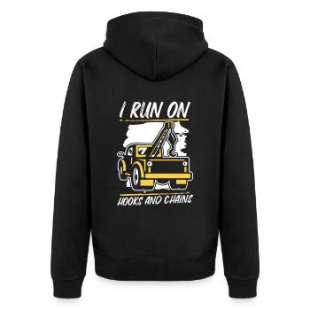 I Run On Hooks And Chains Tow Driver - Unisex Premium Organic Zip Hoodie - black - Back - Nico (187cm)
