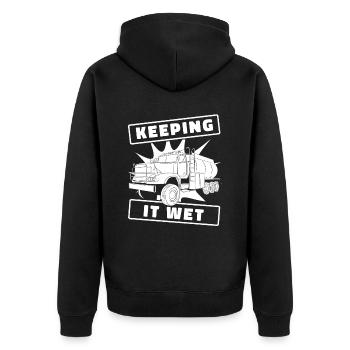 Lkw Fahrer Trucker Lastwagenfahrer - Unisex Premium Bio Zip Hoodie - Schwarz - Hinten - Nico (187cm)
