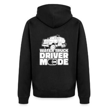 Lkw Fahrer Trucker Lastwagenfahrer - Unisex Premium Bio Zip Hoodie - Schwarz - Hinten - Nico (187cm)
