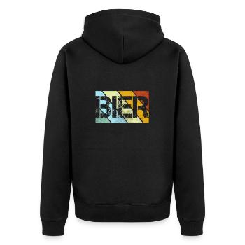 Beer Retro - Unisex Premium Organic Zip Hoodie - black - Back - Nico (187cm)
