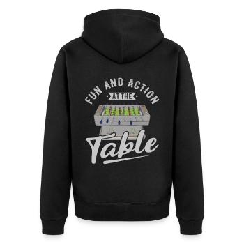 Foosball Gift Fans Wuzler Foosball - Unisex Premium Organic Zip Hoodie - black - Back - Nico (187cm)