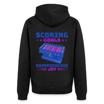 Foosball Gift Fans Wuzler Foosball - Unisex Premium Organic Zip Hoodie - black - Back - Nico (187cm)