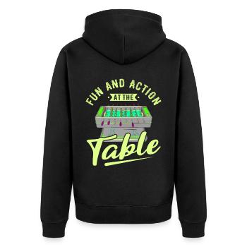 Foosball Gift Fans Wuzler Foosball - Unisex Premium Organic Zip Hoodie - black - Back - Nico (187cm)