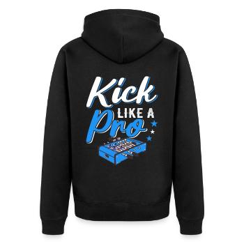 Tischfussball Geschenk Fans Wuzler Tischfussball - Unisex Premium Bio Zip Hoodie - Schwarz - Hinten - Nico (187cm)