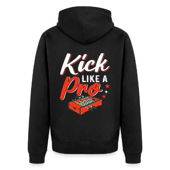 Foosball Gift Fans Wuzler Foosball - Unisex Premium Organic Zip Hoodie - black - Back - Nico (187cm)