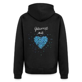Gitarrist mit Herz Gitarre Musiker Gitarrenlehrer - Unisex Premium Bio Zip Hoodie - Schwarz - Hinten - Nico (187cm)