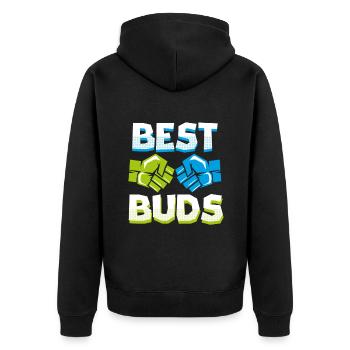 Best Friends Best Buds Best Friend - Unisex Premium Organic Zip Hoodie - black - Back - Nico (187cm)