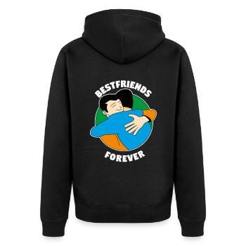 Best Friends Best Buds Best Friend - Unisex Premium Organic Zip Hoodie - black - Back - Nico (187cm)