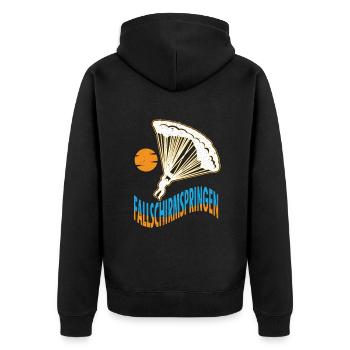 Fallschirmspringen Fallschirm Luftsport - Unisex Premium Bio Zip Hoodie - Schwarz - Hinten - Nico (187cm)