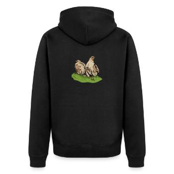 Rebhuhn I Hühnervögel Niederwild Motiv für Jäger - Unisex Premium Bio Zip Hoodie - Schwarz - Hinten - Nico (187cm)