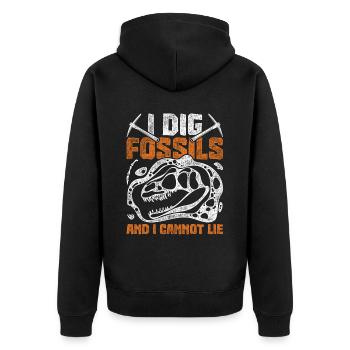 Paläontologe I Dig Fossils And I Cannot Lie - Unisex Premium Bio Zip Hoodie - Schwarz - Hinten - Nico (187cm)