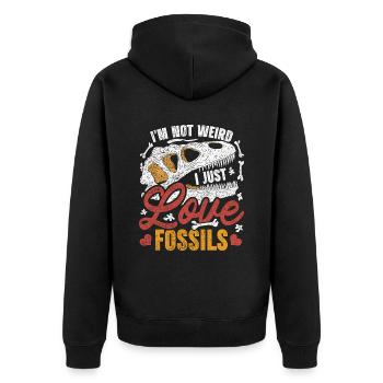 Paläontologie I'm Not Weird I Just Love Fossils - Unisex Premium Bio Zip Hoodie - Schwarz - Hinten - Nico (187cm)