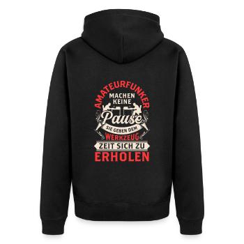 Amateurfunker machen keine Pause Funkamateur - Unisex Premium Bio Zip Hoodie - Schwarz - Hinten - Nico (187cm)