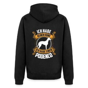 Podenco ist kein Hund spanischer Windhund - Unisex Premium Bio Zip Hoodie - Schwarz - Hinten - Nico (187cm)