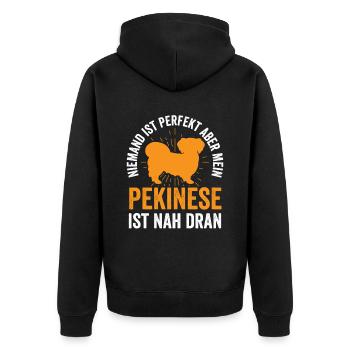 Pekinese ist perfekt Peking-Palasthund - Unisex Premium Bio Zip Hoodie - Schwarz - Hinten - Nico (187cm)