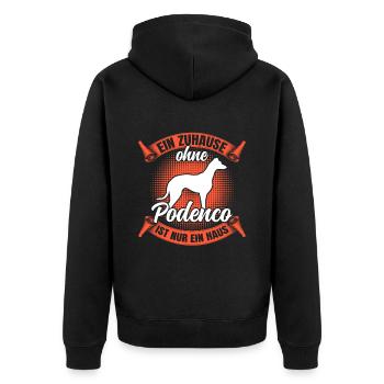 Ohne meinen Podenco spanischer Windhund - Unisex Premium Bio Zip Hoodie - Schwarz - Hinten - Nico (187cm)