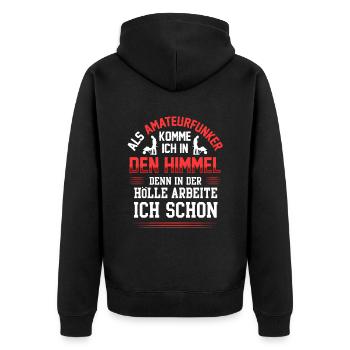 Amateurfunker arbeiten in der Hölle Funkamateur - Unisex Premium Bio Zip Hoodie - Schwarz - Hinten - Nico (187cm)