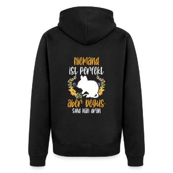 Degu ist nicht perfekt Nagetier Stauchratte - Unisex Premium Bio Zip Hoodie - Schwarz - Hinten - Nico (187cm)