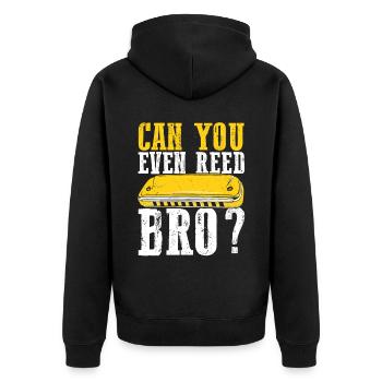 Mundharmonika Instrument und Mundharmonika - Unisex Premium Bio Zip Hoodie - Schwarz - Hinten - Nico (187cm)