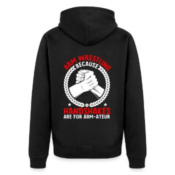 Armdrücker - Unisex Premium Bio Zip Hoodie - Schwarz - Hinten - Nico (187cm)