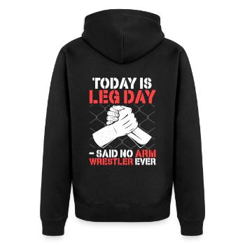 Armdrücken - Unisex Premium Bio Zip Hoodie - Schwarz - Hinten - Nico (187cm)