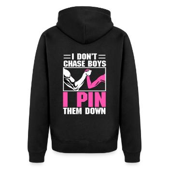 Arm wrestling arm wrestler - Unisex Premium Organic Zip Hoodie - black - Back - Nico (187cm)