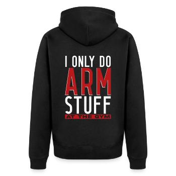 Arm wrestling arm wrestler - Unisex Premium Organic Zip Hoodie - black - Back - Nico (187cm)