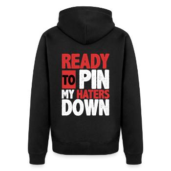 Arm wrestling arm wrestler - Unisex Premium Organic Zip Hoodie - black - Back - Nico (187cm)