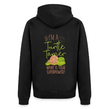 Sea Turtle Tortoise I'm A Turtle - Unisex Premium Bio Zip Hoodie - Schwarz - Hinten - Nico (187cm)