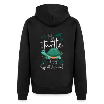 Sea Turtle Tortoise My Turtle Is - Unisex Premium Organic Zip Hoodie - black - Back - Nico (187cm)