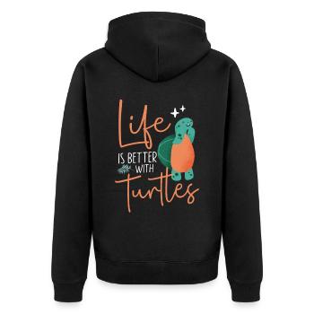 Sea Turtle Tortoise Life Is Better - Unisex Premium Bio Zip Hoodie - Schwarz - Hinten - Nico (187cm)