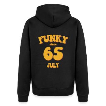 Funky Birthday: July 1965 - Flower Power - Unisex Premium Organic Zip Hoodie - black - Back - Nico (187cm)