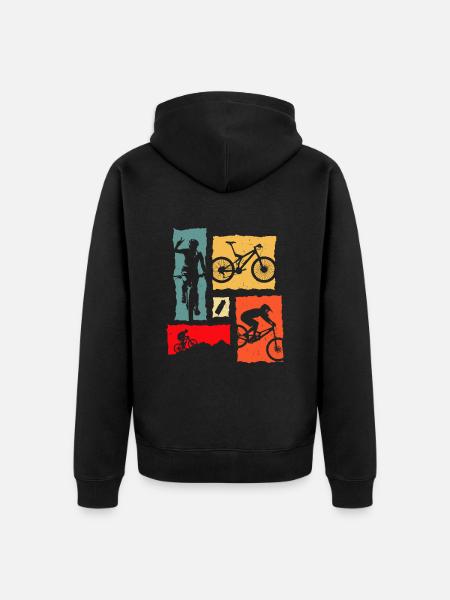 Mountainbike Retro - Uniseks Premium bio ziphoodie - zwart