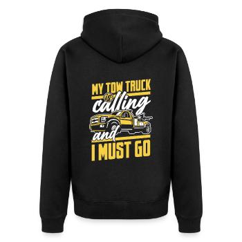 My Tow Truck Is Calling Tow Truck Driver - Unisex Premium Organic Zip Hoodie - black - Back - Nico (187cm)