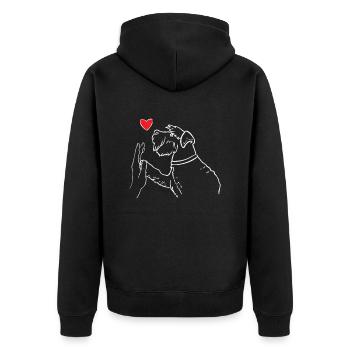 Miniature Schnauzer Heart Hand High Five - Unisex Premium Bio Zip Hoodie - Schwarz - Hinten - Nico (187cm)