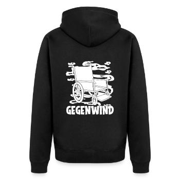 Rollstuhl Rollstuhlfahrer Witzig - Unisex Premium Bio Zip Hoodie - Schwarz - Hinten - Nico (187cm)