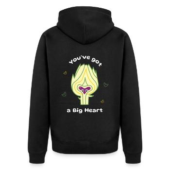 You´ve got a Big Heart Artischocke Vegan - Unisex Premium Bio Zip Hoodie - Schwarz - Hinten - Nico (187cm)