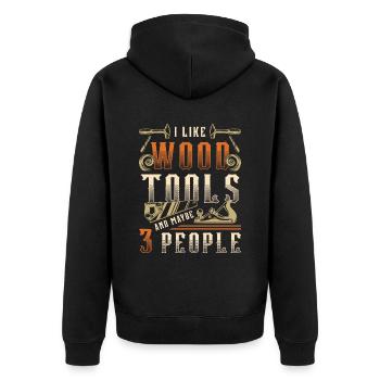 Wood Carving I Like Wood Tools And Woodworking - Unisex Premium Bio Zip Hoodie - Schwarz - Hinten - Nico (187cm)