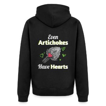 Artichokes Have Hearts Artischocke Vegan - Unisex Premium Bio Zip Hoodie - Schwarz - Hinten - Nico (187cm)