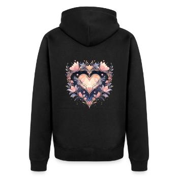 Lotus Blossom - Unisex Premium Organic Zip Hoodie - black - Back - Nico (187cm)