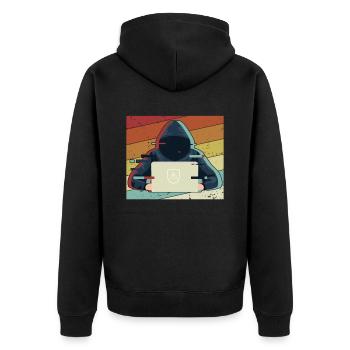 Retro Sniffer Ingénierie sociale Phishing Gris - Veste à capuche bio Premium Unisexe - noir - Dos - Nico (187cm)