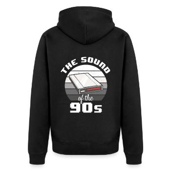 90er Nostalgie Retro 90er Einwahl Internet Vintage - Unisex Premium Bio Zip Hoodie - Schwarz - Hinten - Nico (187cm)