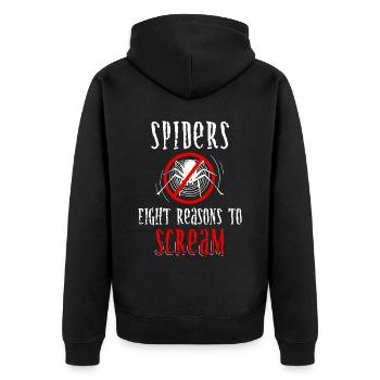 Arachnophobia, fear of spiders, arachnid phobia - Unisex Premium Organic Zip Hoodie - black - Back - Nico (187cm)