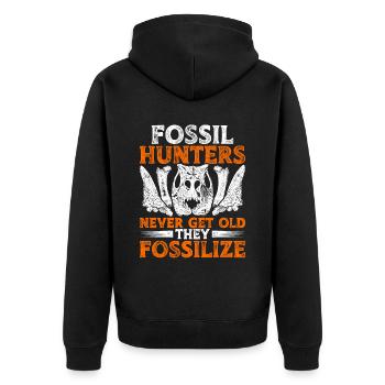 Fossil Hunters Never Get Old They Fossilize - Unisex Premium Bio Zip Hoodie - Schwarz - Hinten - Nico (187cm)
