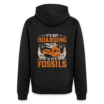 Paläontologe It's Not Hoarding If It's Fossils - Unisex Premium Bio Zip Hoodie - Schwarz - Hinten - Nico (187cm)