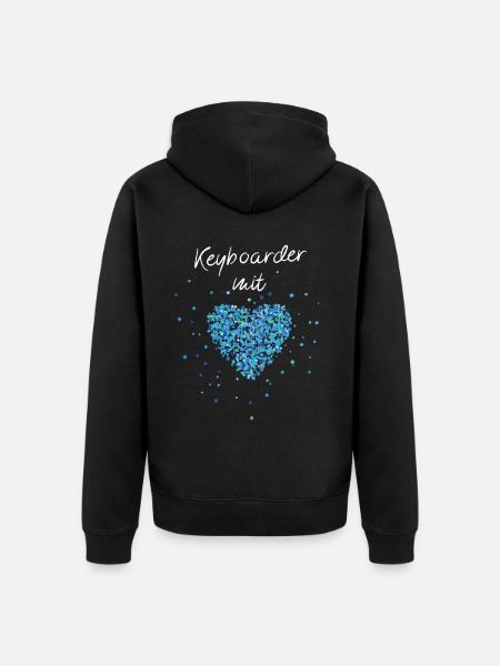 Keyboarder mit Herz Keyboard Musikinstrument - Unisex Premium Bio Zip Hoodie - Schwarz