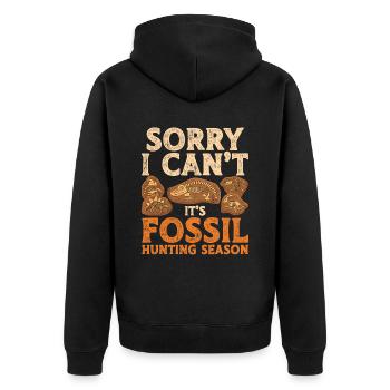 Paläontologe It's Fossil Hunting Season - Unisex Premium Bio Zip Hoodie - Schwarz - Hinten - Nico (187cm)