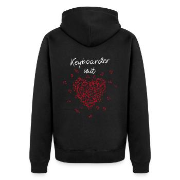 Keyboarder mit Herz Keyboard Musiker Musikschule - Unisex Premium Bio Zip Hoodie - Schwarz - Hinten - Nico (187cm)