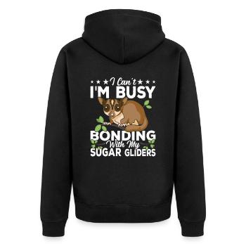 Bonding with Sugar Gliders Sugar Glider Owner - Unisex Premium Organic Zip Hoodie - black - Back - Nico (187cm)